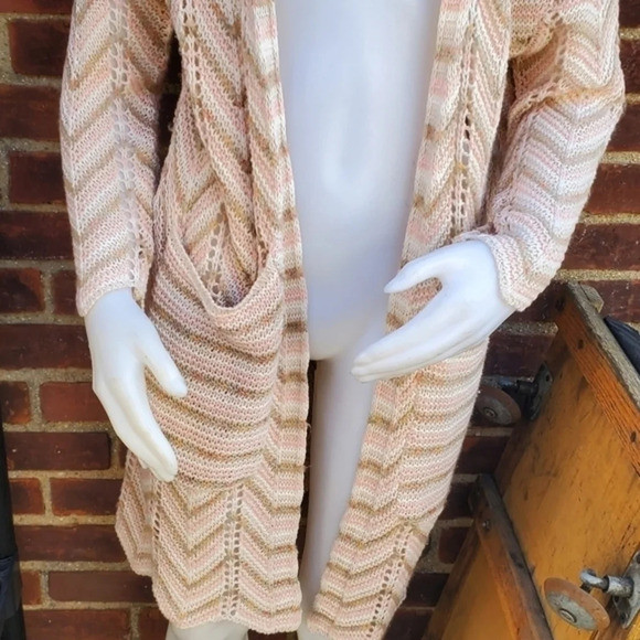Zig zag Pastel open‎ long cardigan M - Picture 4 of 13